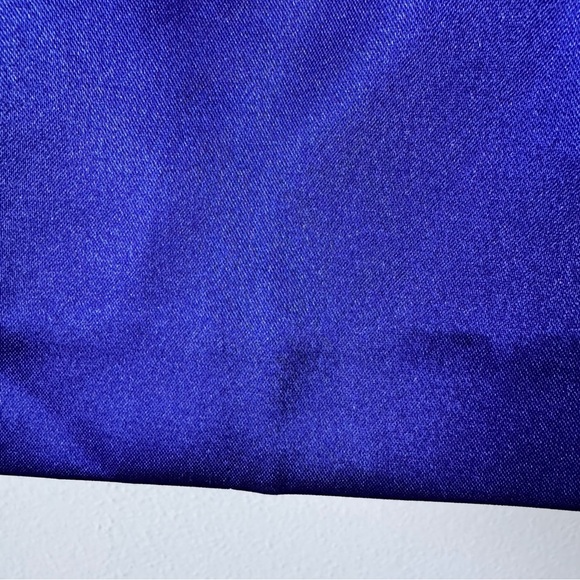 Eliza J Blue Satin Off-the-Shoulder Cocktail Dress Sz 2 | Knee Length Evening - Picture 10 of 16